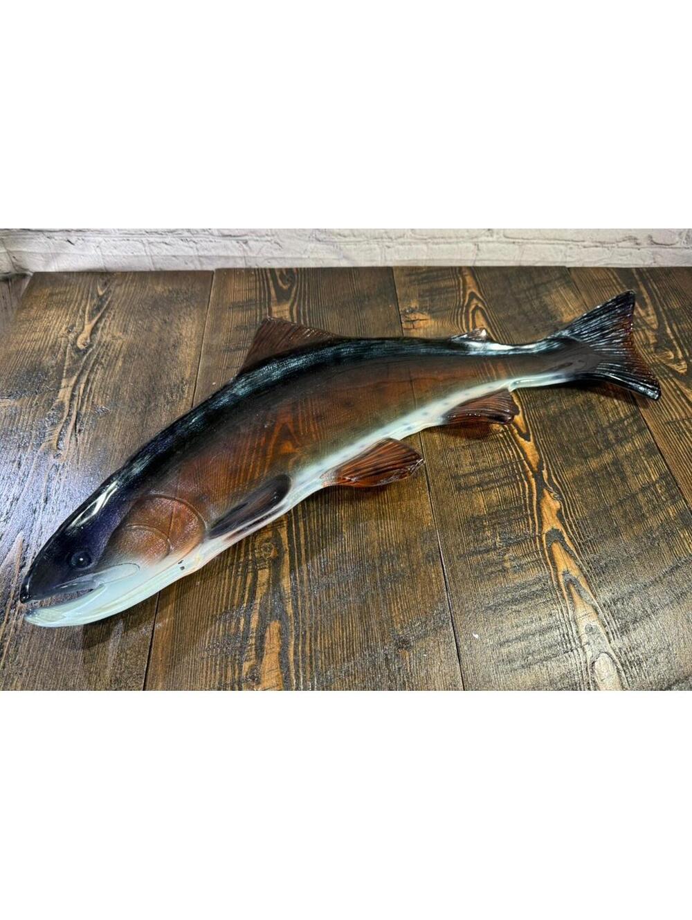 Large Glass German Brown Trout Serving Dish Vintage 24 Inches fish platter decor